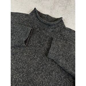 Vintage J Crew Roll Neck Sweater Men L Gray Oarsman Cotton Linen Knit Sweatshirt